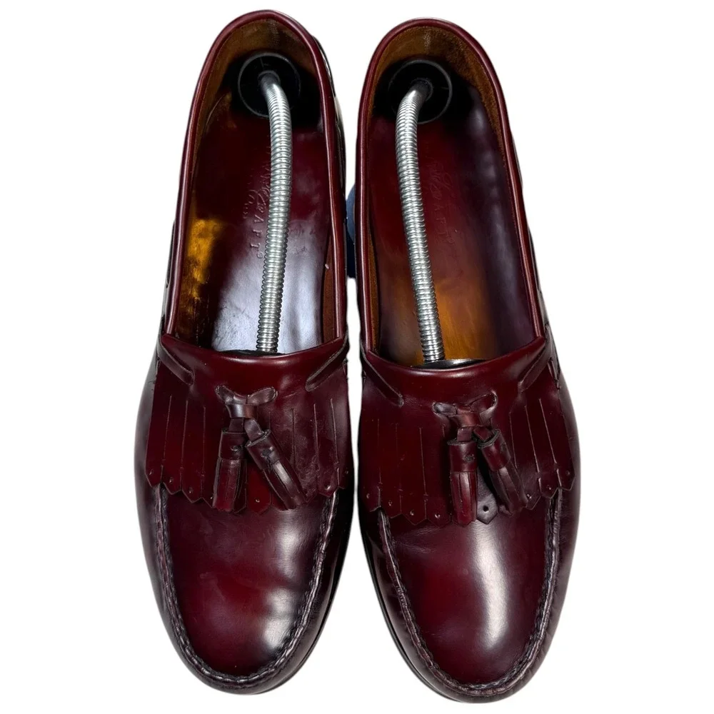 Vtg Towncraft Burgundy Kiltie Tassel Loafers Men's 11.5D Oxblood Leather Preppy